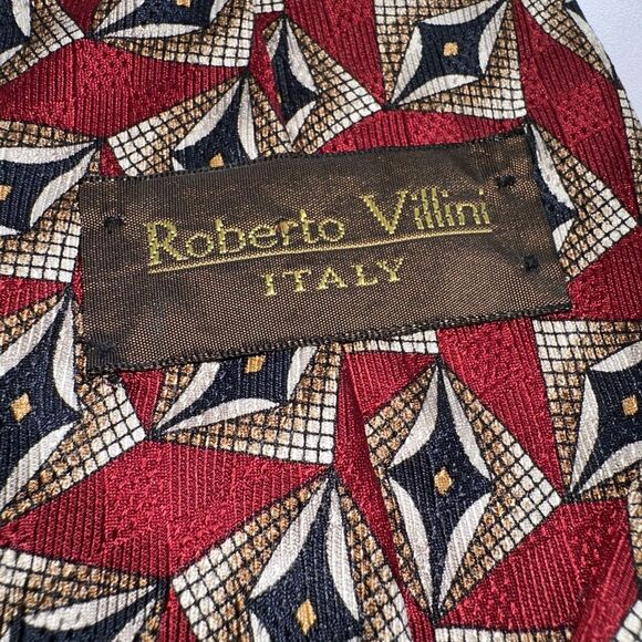 Roberto Villini Men's Classic Silk Tie Red With Pattern 57x4 (rn 22356) - Picture 2 of 6